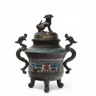 China, a cloisonné bronze censer and cover, 19th century – kavel bij Veilinggebouw De Zwaan, Amsterdam