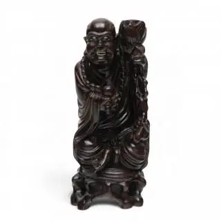 China, a carved wooden incense holder in the form of a standing monk, ca. 1900 – kavel bij Veilinggebouw De Zwaan, Amsterdam