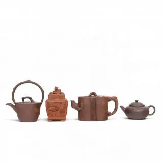 China, four various Yixing earthenware teapots and covers, 20th century – kavel bij Veilinggebouw De Zwaan, Amsterdam