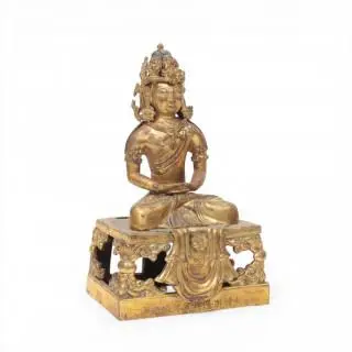 China, a gilt-bronze figure of Buddha Amitayus, Qing dynasty (1644-1912) – kavel bij Veilinggebouw De Zwaan, Amsterdam