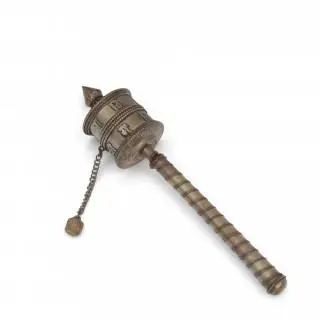 Tibet, a metal prayer-wheel, 20th century – kavel bij Veilinggebouw De Zwaan, Amsterdam