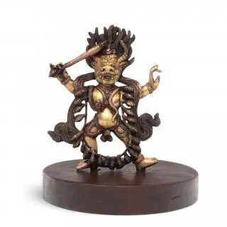 Sino-Tibetan, a parcel-gilt bronze figure of Yamadharmaraja, 19th century – kavel bij Veilinggebouw De Zwaan, Amsterdam