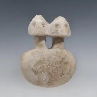 Anatolia, a marble stone two headed idol, Kultepe, ca. 3rd - 2nd Mill BCE – kavel bij Veilinggebouw De Zwaan, Amsterdam