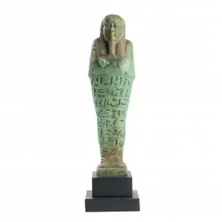 Egypt, a fine blue-green faiance Ushabti, ca. 569 - 526 BCE – kavel bij Veilinggebouw De Zwaan, Amsterdam