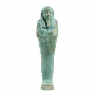 Egypt, an blue faience Ushabti, Late Period, ca. 700 - 300 BCE – kavel bij Veilinggebouw De Zwaan, Amsterdam