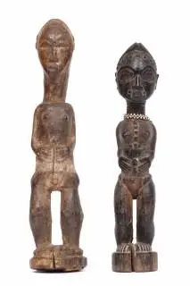 Ivory Coast, Baule, a male and female standing spirit figure, asu usu – kavel bij Veilinggebouw De Zwaan, Amsterdam