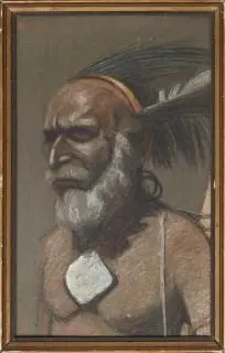 Petrus Vertenten (1884-1946), crayon portrait of a Marind Anim man – kavel bij Veilinggebouw De Zwaan, Amsterdam