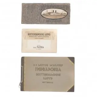 Rotterdamsche LLoyd, een selectie postkaarten, Serie S.S. Patria, 11 stuks; D.S. Motor Mailschip, Indrapoera, Rotterdamsche LLoyd; Kaarten album: H… – kavel bij Veilinggebouw De Zw