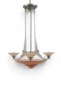Frankrijk, vernikkeld stalen vierlichts hanglamp, Art Deco – kavel bij Veilinggebouw De Zwaan, Amsterdam