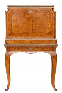 Noten- en notenwortelhouten secrétaire en abattant in Louis XV-stijl, 19e eeuw – kavel bij Veilinggebouw De Zwaan, Amsterdam