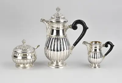 Zilveren koffieservies, 3 delig – kavel bij Twents Veilinghuis
