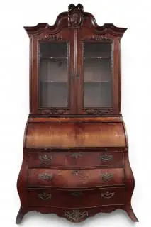 Mahoniehouten gefineerde secrétaire-boekenkast, overgang Louis XV/XVI – kavel bij Veilinggebouw De Zwaan, Amsterdam