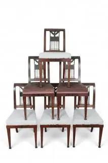 Set van zes mahoniehouten stoelen, Empire, en twee armstoelen in Empire-stijl – kavel bij Veilinggebouw De Zwaan, Amsterdam