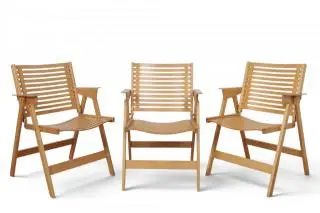 Niko Kralj, Slovenië, set van drie beukenhouten mutiplex 'Rex' vouwstoelen, ontwerp 1952 – kavel bij Veilinggebouw De Zwaan, Amsterdam