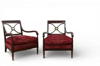 Maurice Hirch voor Maison Jansen, Parijs, paar bruin gebeitste beukenhouten relaxfauteuils, ca. 1940 – kavel bij Veilinggebouw De Zwaan, Amsterdam