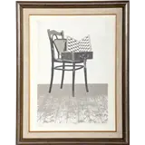 Klaas Gubbels – Stoel met koffer, jaargeschenk voor vrienden en famlie, litho gedateerd 1991, 1/40, 68x46 cm – kavel bij Veilinghuis Derksen