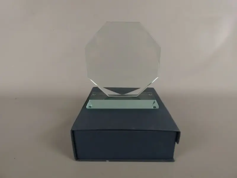 Kristallen prijs/trofee in geschenkdoos – kavel bij De Kringwinkel, Diest