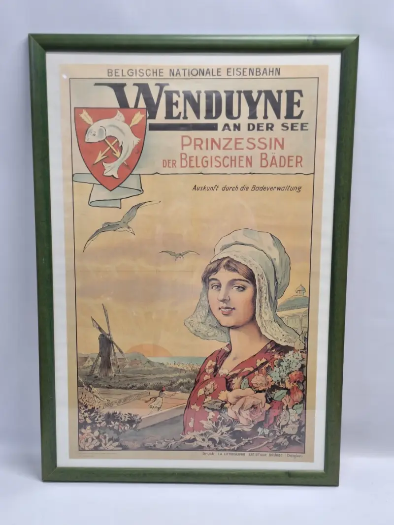 Reproductie van toeristische affiche ‘Wenduine an der See’ naar Léon Belloguet – kavel bij De Kringwinkel, Gent