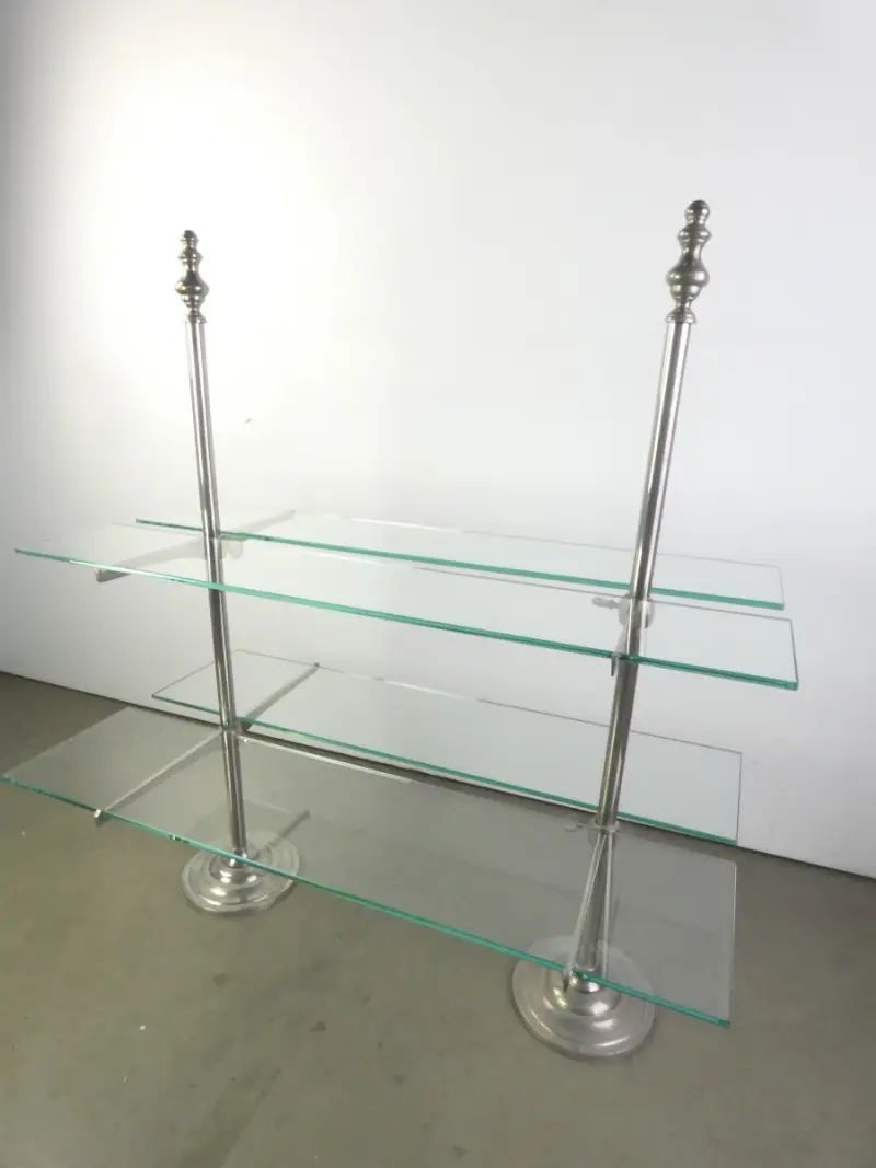 Art-deco vintage dubbelzijdige winkeldisplay van metaal en glas – kavel bij De Kringwinkel, Heverlee