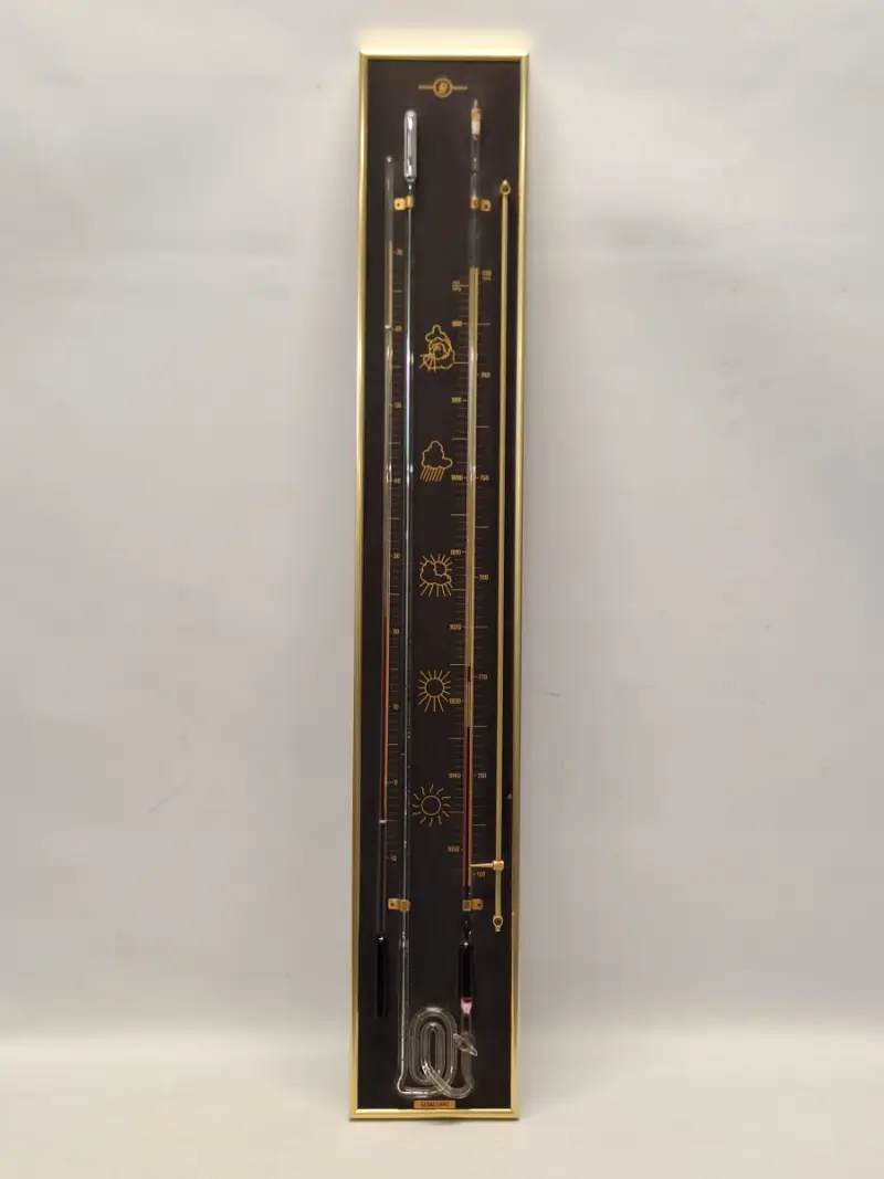 Vintage De Donder "Sebastiano" Kwikbarometer en Thermometer in Messing Frame – kavel bij De Kringwinkel, Gent