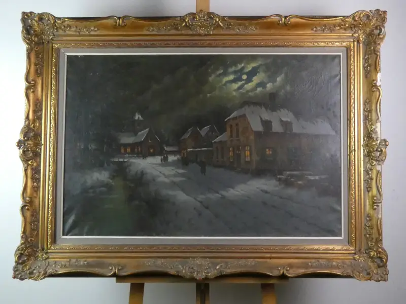 Winternachttafereel – Van Daele - barokke omkadering – kavel bij De Kringwinkel, Heverlee