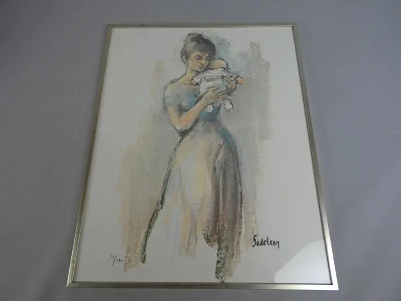 Ingelijste kunstprint / litho - genummerd en gesigneerd "Sadeleer" – kavel bij De Kringwinkel, Diest