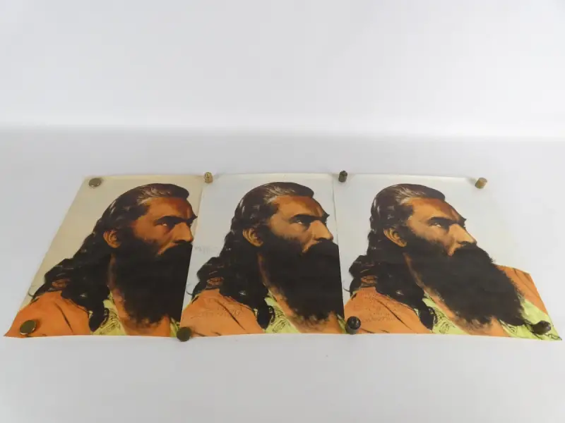 Set van 3 Affiches – Portret waarschijnlijk Swami Swanandashran – kavel bij De Kringwinkel, Heverlee