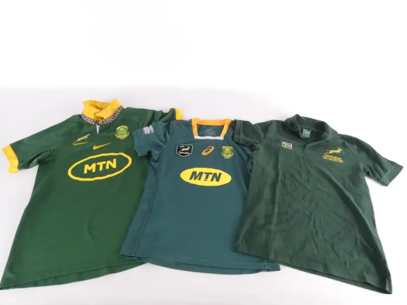 Set van 3 Springboks rugby shirts in diverse maten – kavel bij De Kringwinkel, Heverlee