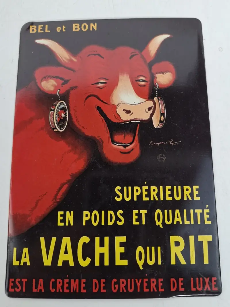 Vintage Emaille Reklamekaart / Wandbord – La Vache qui Rit (Editions Clouet, 2003) – kavel bij De Kringwinkel, Waardamme