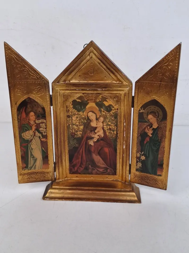 Houten huisaltaar of drieluik (Triptiek) – kavel bij De Kringwinkel, Waardamme