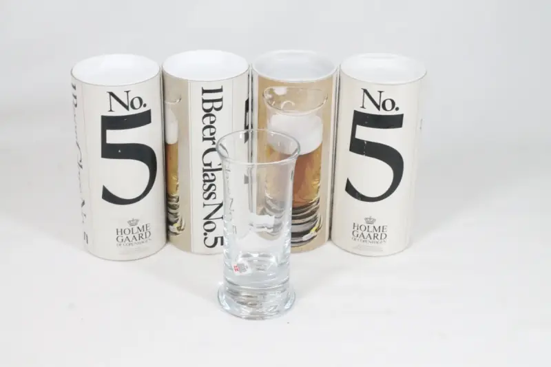 Lot van 4 Holmegaard No. 5 bierglazen – kavel bij De Kringwinkel, Brecht