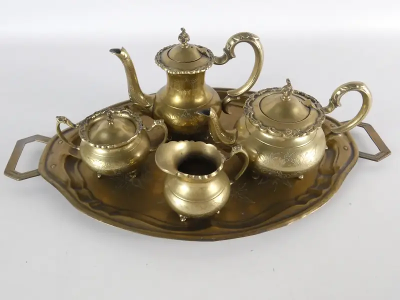 Elegant vintage verzilverd (EPNS) thee- en koffieservies(5 stuks - 4144 gr) – kavel bij De Kringwinkel, Heverlee