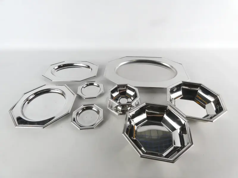 Serviesset - Achthoekig Design - Jean Couzon Orfèvre RVS 18/10 – kavel bij De Kringwinkel, Heverlee