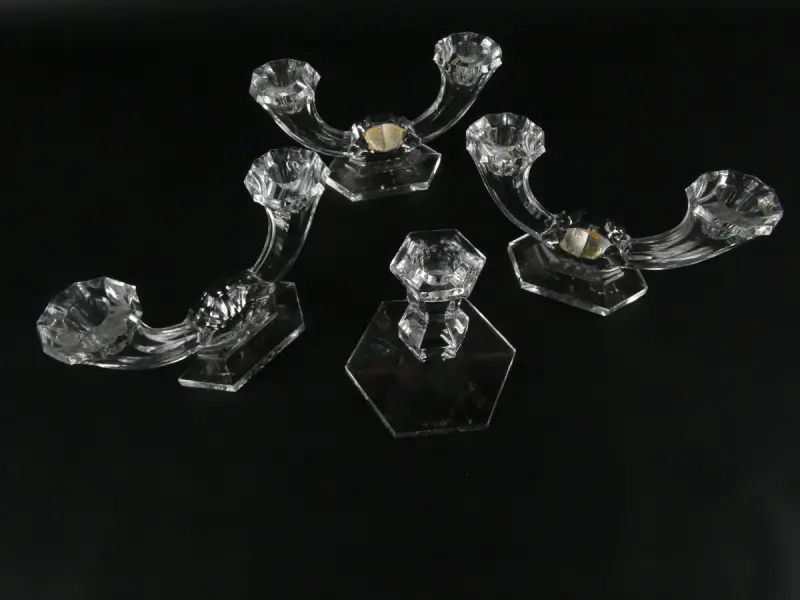 Set van 4 Val Saint Lambert kristallen kandelaars – kavel bij De Kringwinkel, Heverlee