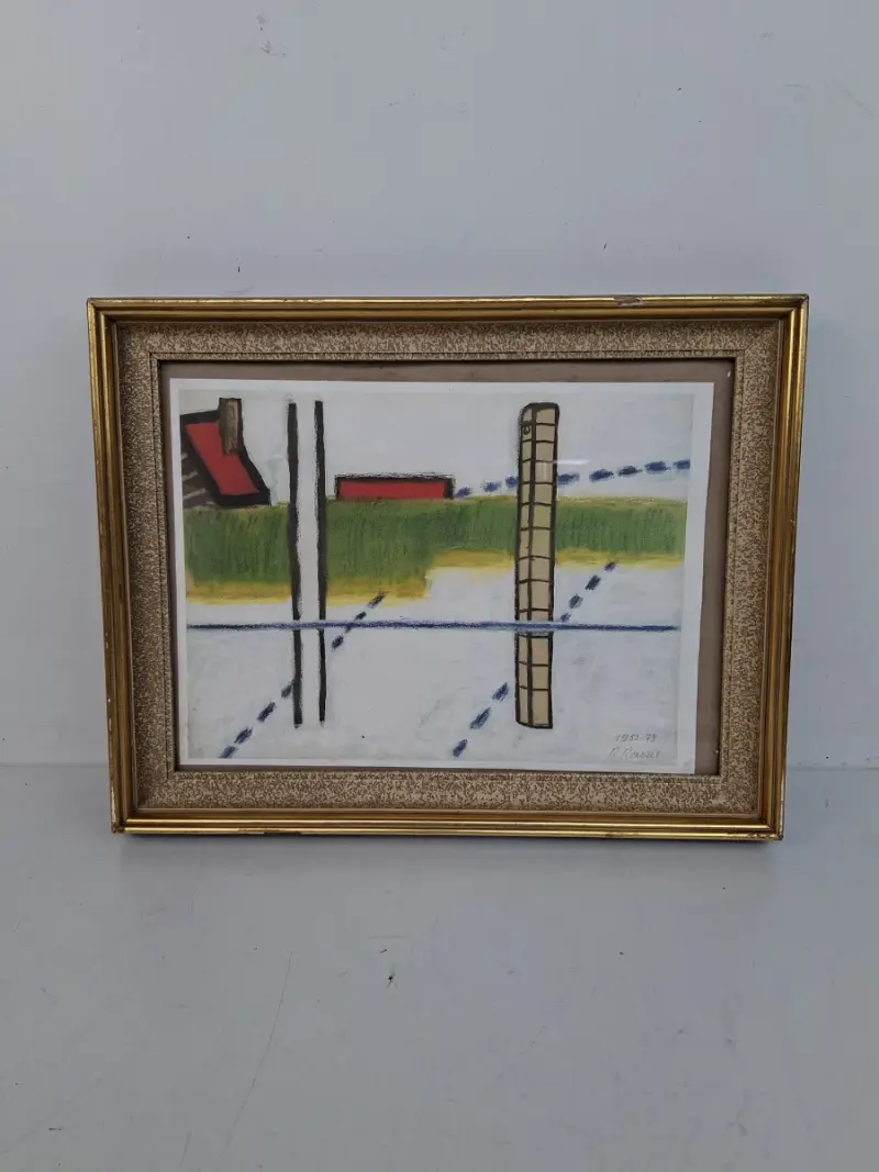 Karakteristiek Werk in de Stijl van Roger Raveel (1952-1979) – Inclusief Goudlijst – kavel bij De Kringwinkel, Waardamme