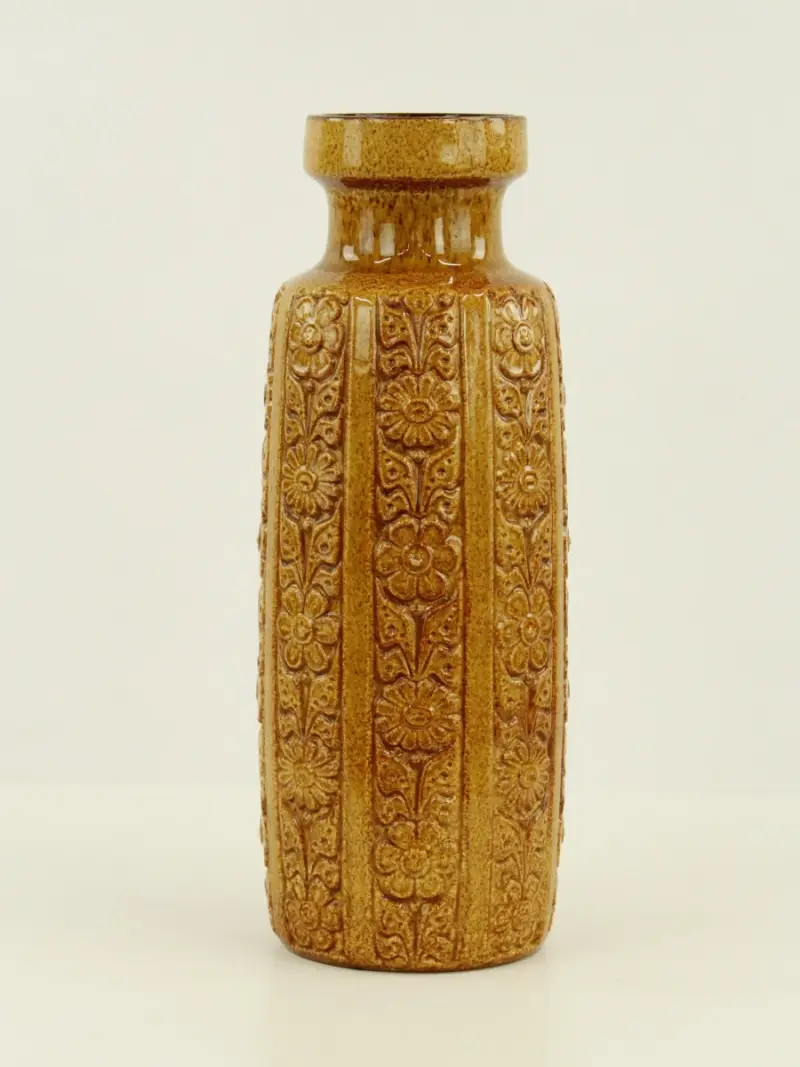 Scheurich - grote, vintage vaas - West Germany - bloemreliëf - 52 cm – kavel bij De Kringwinkel, Antwerpen