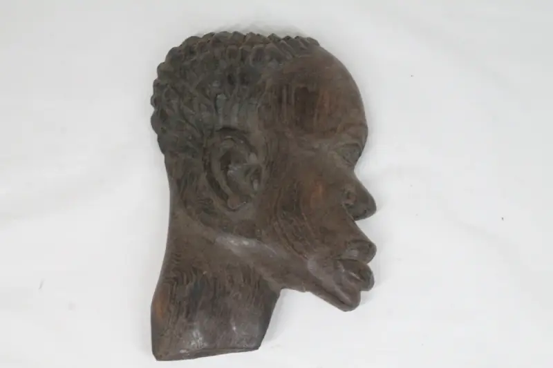 Afrikaans houten wandsculptuur – kavel bij De Kringwinkel, Brecht