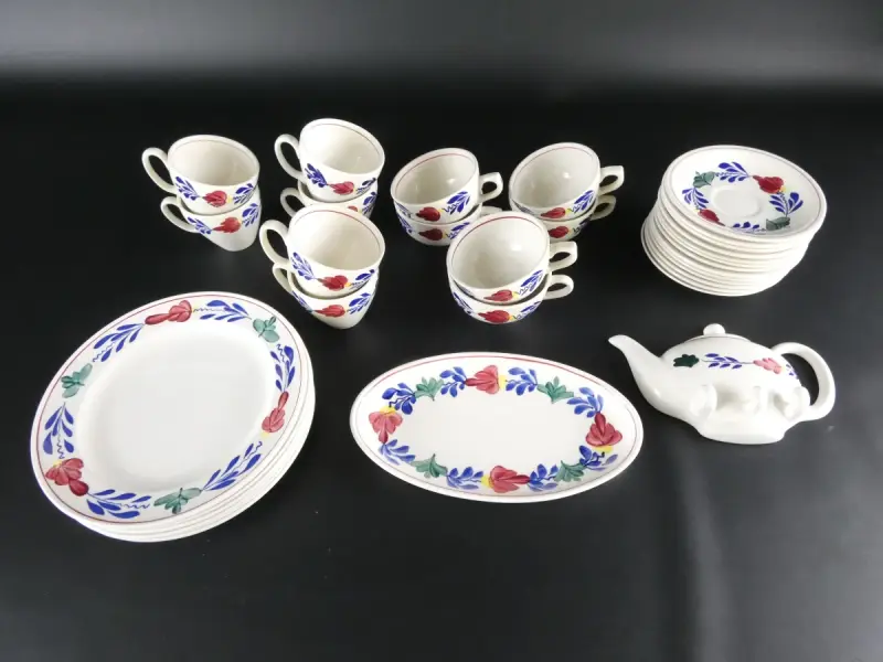 Vintage Boch serviesonderdelen Boerenbont – kavel bij De Kringwinkel, Heverlee