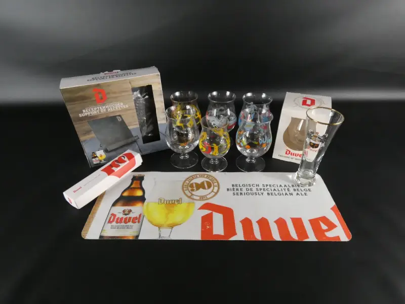 Duvel art glazen en accessoires – kavel bij De Kringwinkel, Heverlee