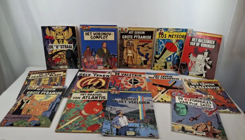 Set van 14 oude stripboeken Edgar P. Jacobs – kavel bij De Kringwinkel, Geraardsbergen