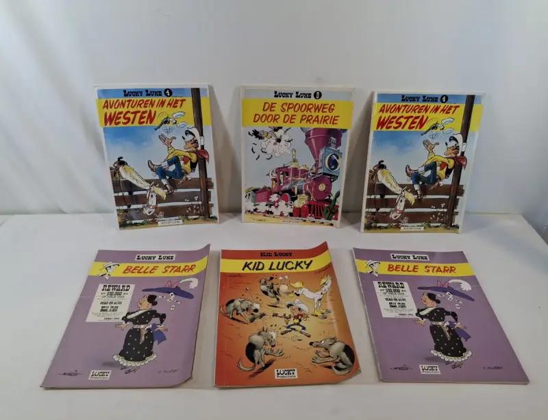 Set van 6 klassieke Lucky Luke stripalbums – kavel bij De Kringwinkel, Geraardsbergen