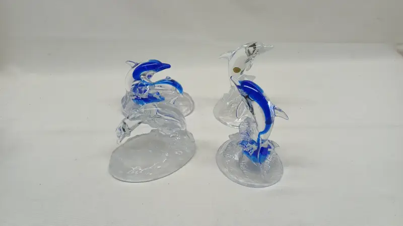 Set van 4 Cristal d'Arques kristallen dolfijnen beeldjes – kavel bij De Kringwinkel, Zottegem
