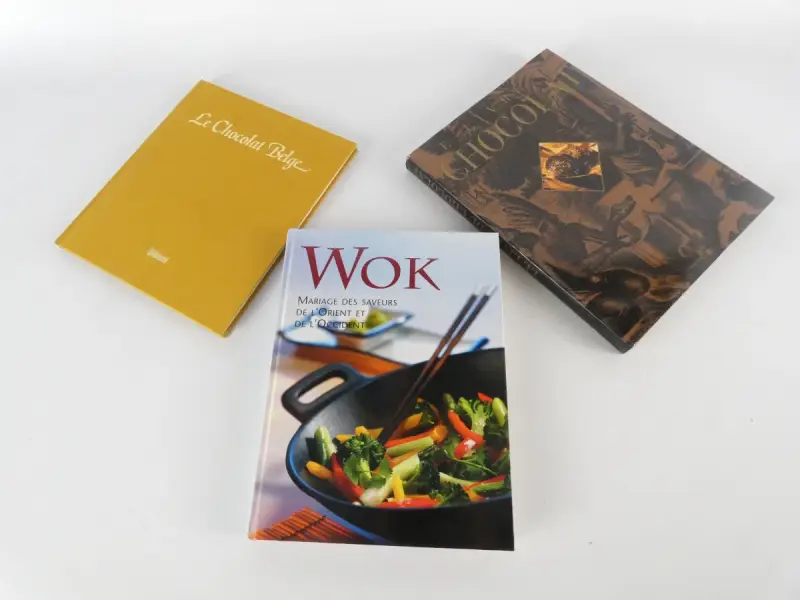 Set van 3 Franstalige boeken over gastronomie en chocolade – kavel bij De Kringwinkel, Heverlee