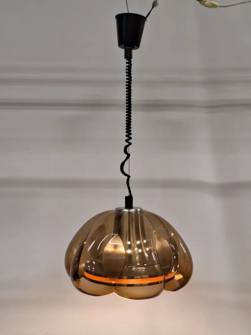 Vintage Herda “Flower” Space Age hanglamp - iconisch jaren ’70 design – kavel bij De Kringwinkel, Gent