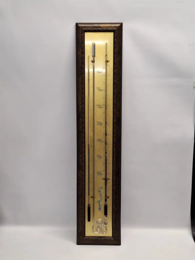 Vintage wandbarometer met thermometer in decoratieve houten lijst – kavel bij De Kringwinkel, Gent