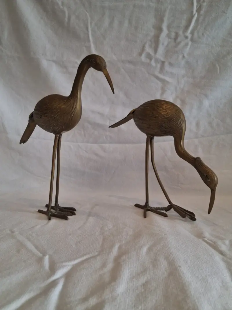 Set decoratieve koperen reigers – kavel bij De Kringwinkel, Oudenaarde