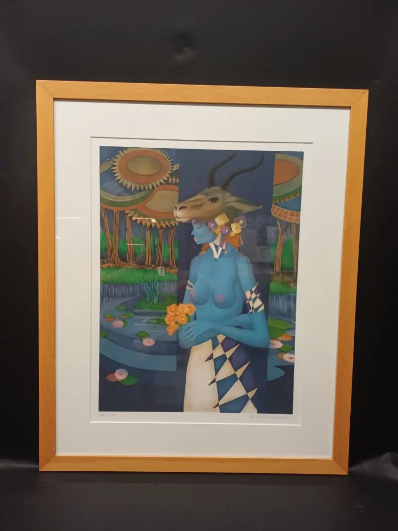 Kleurenlitho 'Antilope' - Jef Van Tuerenhout – kavel bij De Kringwinkel, Ninove