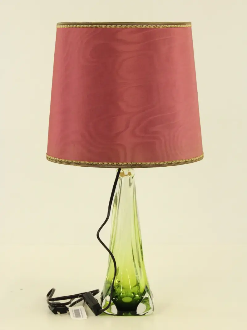Val Saint Lambert lamp in groen kristalglas – kavel bij De Kringwinkel, Antwerpen