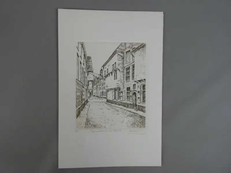 Grafische prent: Dambord te Diest – kavel bij De Kringwinkel, Diest