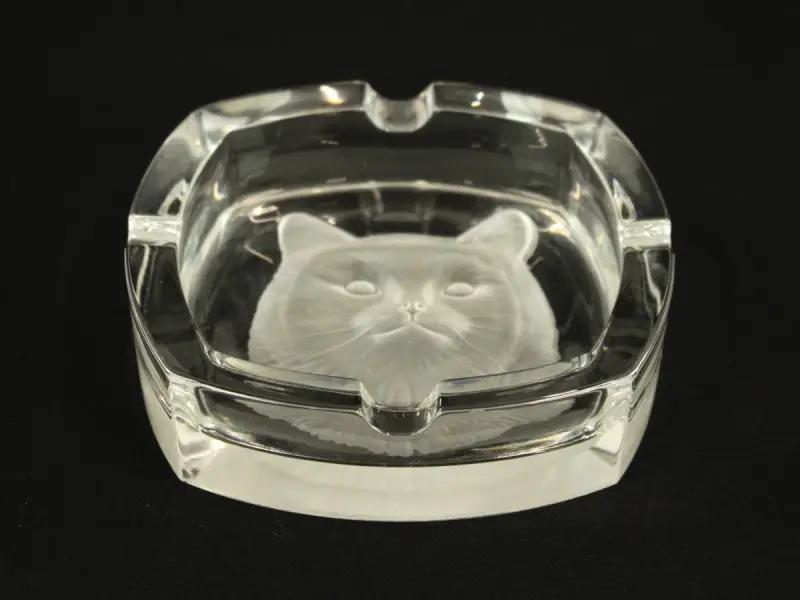 Kattenmotief asbak - Cristal d’Arques Stijl – kavel bij De Kringwinkel, Antwerpen